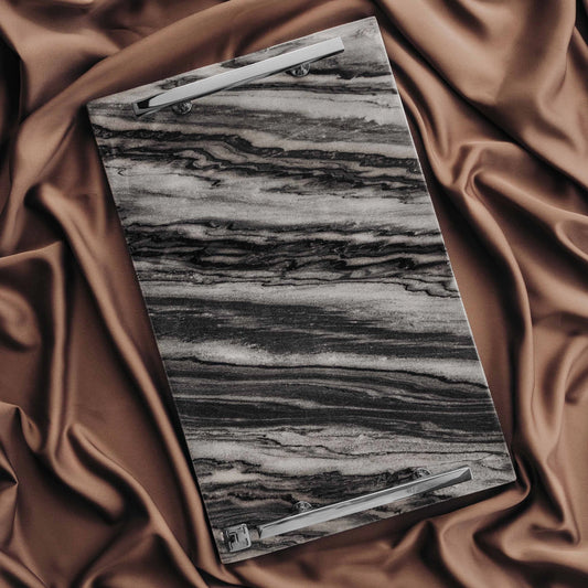 Grå Marmorbricka - Förnicklad mässing