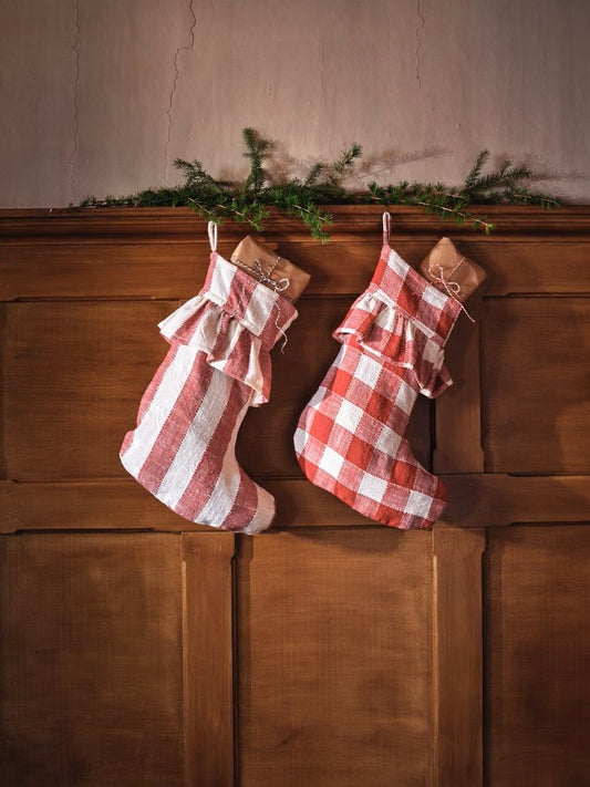 Julstrumpa Ida Rand Röd/Vit