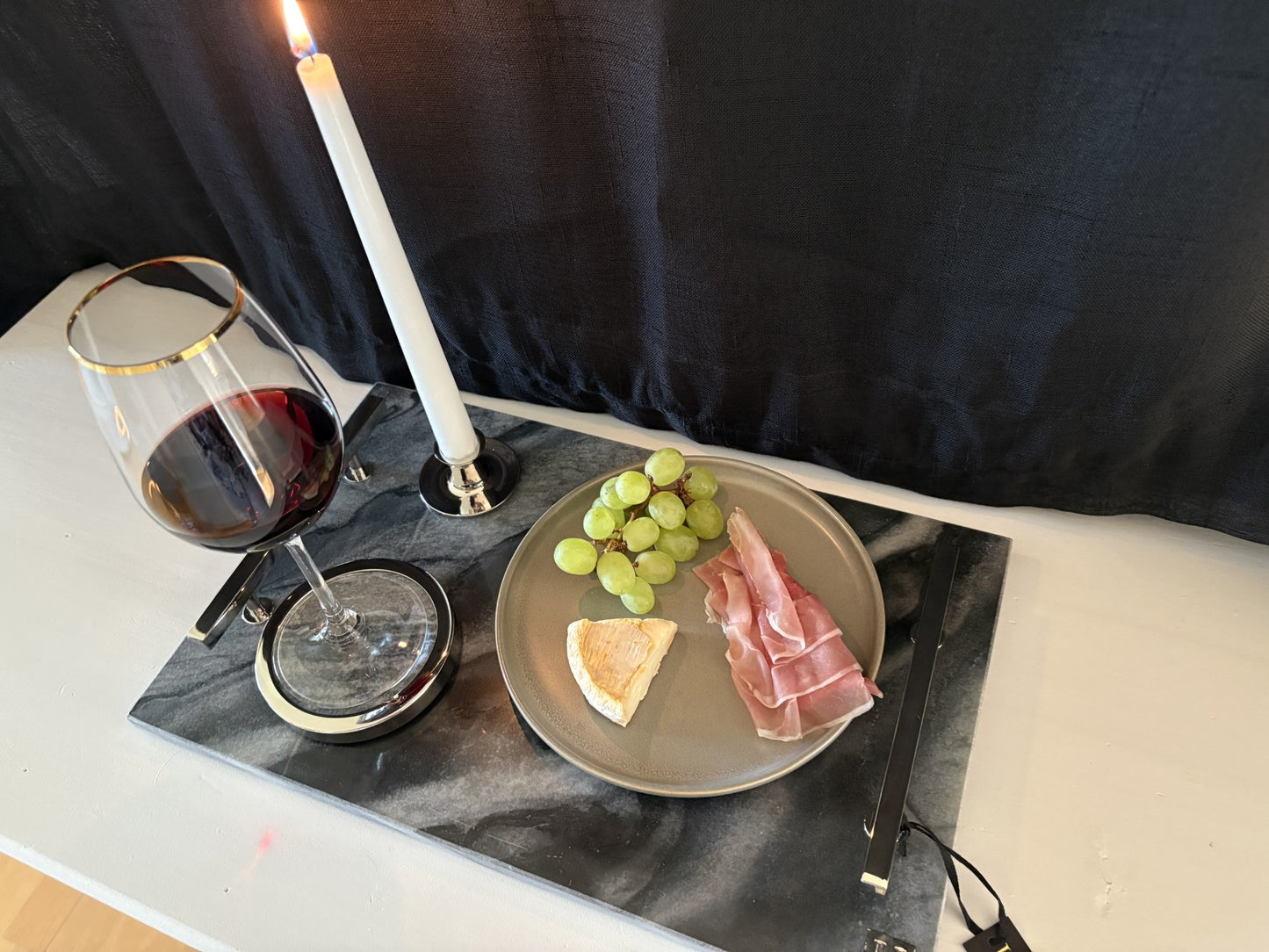 Glasunderlägg - Grå Marmor